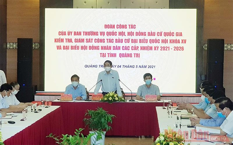 Phó Chủ tịch Quốc hội Nguyễn Đức Hải kết luận tại buổi làm việc với Ban Chỉ đạo Bầu cử tỉnh Quảng Trị.