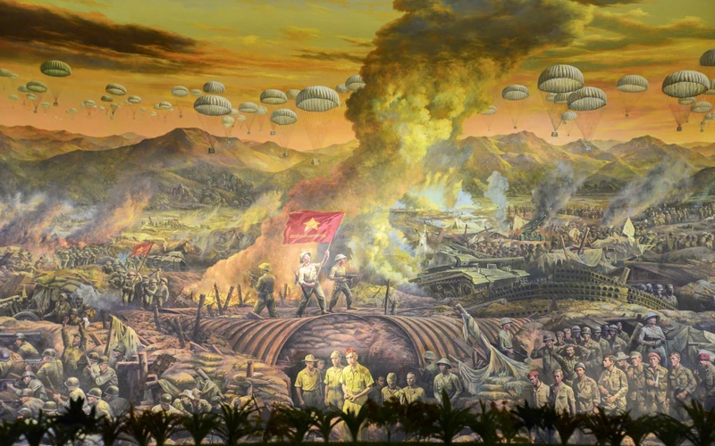 Một phần trong bức trang panorama tại Bảo tàng Chiến thắng Điện Biên Phủ (Ảnh: VOV)