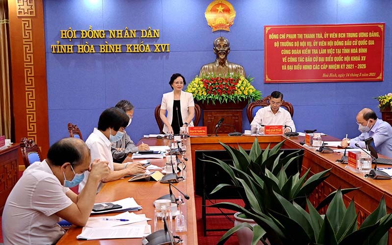 Bộ trưởng Nội vụ Phạm Thị Thanh Trà phát biểu tại buổi làm việc.