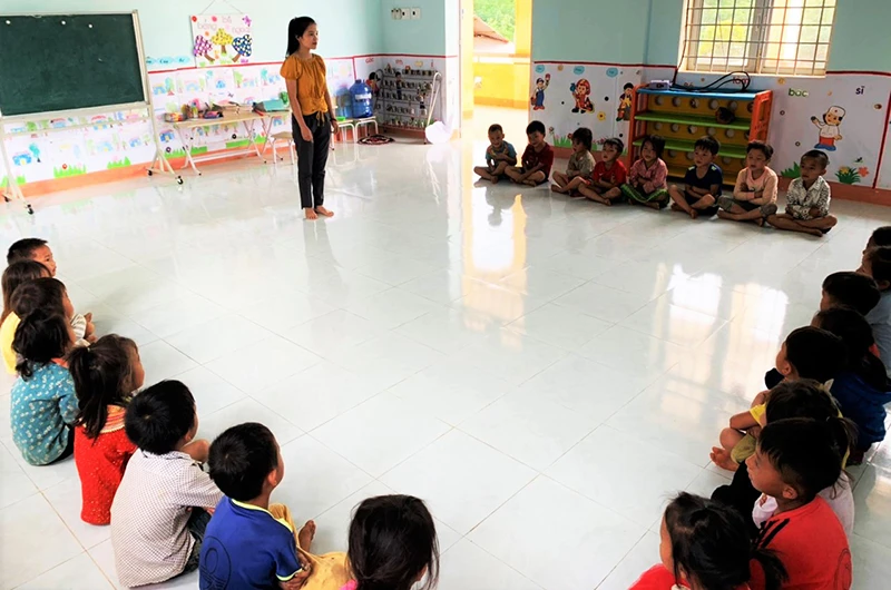 Một lớp học mầm non ở xã vùng sâu Cư Pui, huyện Krông Bông, tỉnh Đắk Lắk.