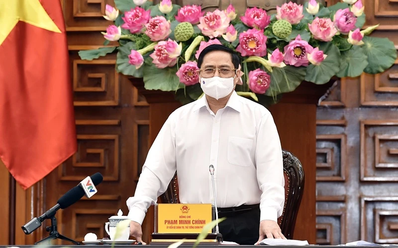 Thủ tướng Phạm Minh Chính chủ trì cuộc họp. (Ảnh: Trần Hải)