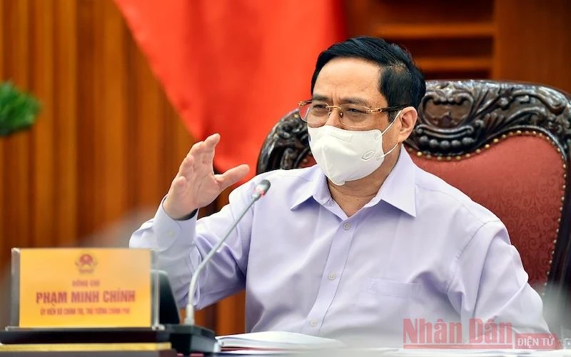 Thủ tướng Phạm Minh Chính làm việc với Bộ Tư pháp. (Ảnh: TRẦN HẢI)