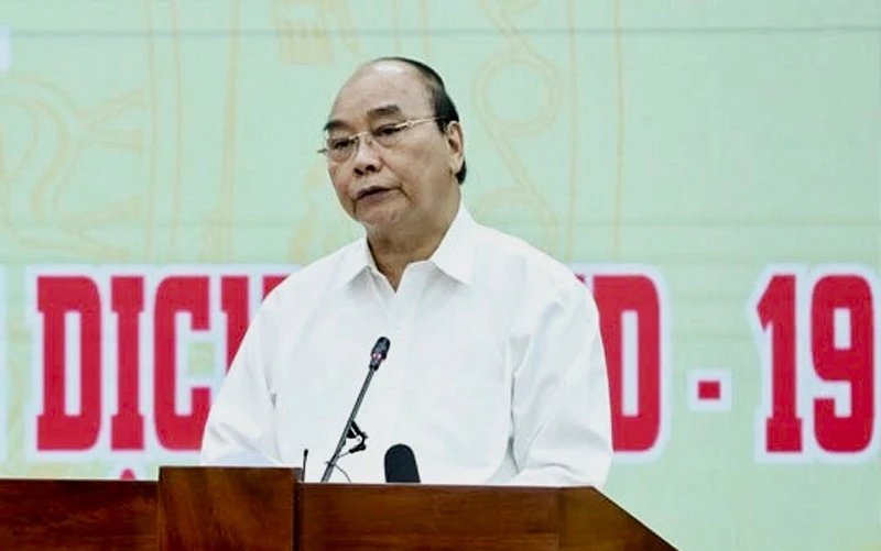 Chủ tịch nước Nguyễn Xuân Phúc dự và phát biểu tại lễ phát động. (Ảnh: Diệp Vinh Uyên)