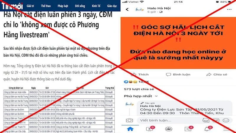Ngày 28-5 trên một số trang điện tử, trang mạng xã hội xuất hiện nhiều thông tin về lịch cắt điện luân phiên tại Hà Nội.