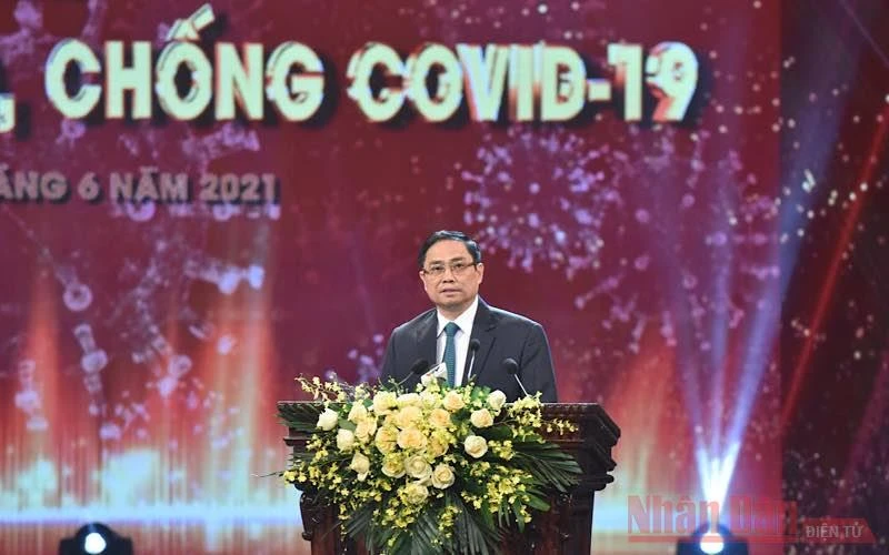Thủ tướng Phạm Minh Chính phát biểu ý kiến tại buổi Lễ. (Ảnh: TRẦN HẢI)