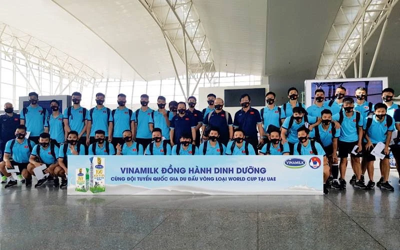 Sản phẩm Vinamilk đồng hành cùng đội tuyển khi tham gia du đấu tại UAE. (Ảnh:VNM)