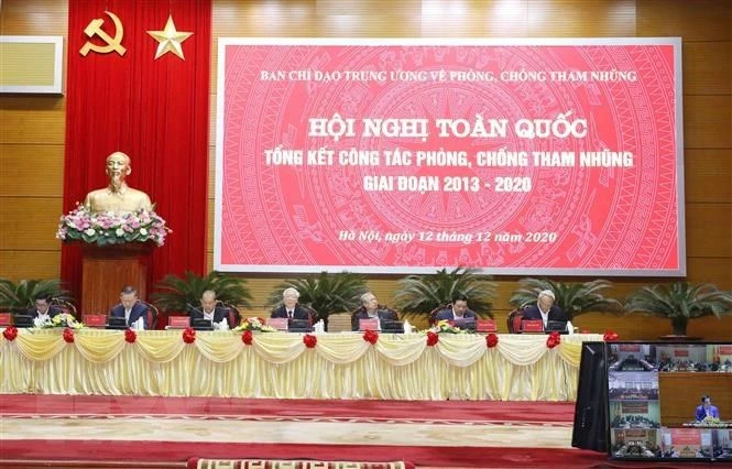 Hội nghị toàn quốc tổng kết công tác phòng, chống tham nhũng giai đoạn 2013 - 2020. Ảnh: TTXVN.