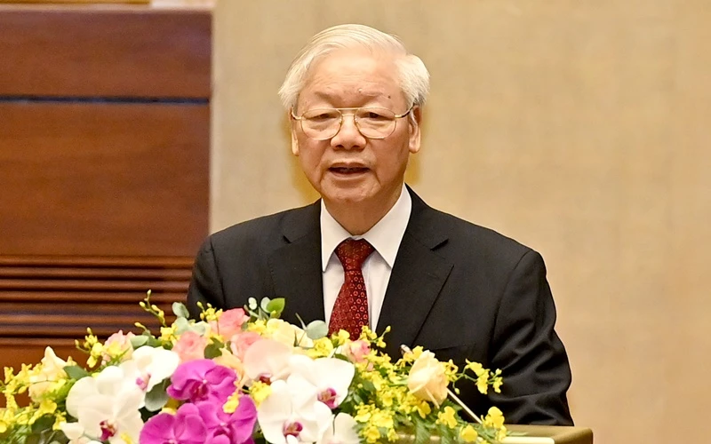 Tổng Bí thư Nguyễn Phú Trọng phát biểu chỉ đạo hội nghị.