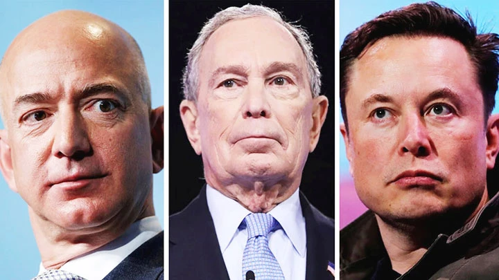 Jeff Bezos, Michael Bloomberg và Elon Musk (trái sang) có tên trong danh sách của ProPublica. Ảnh: MEBERE