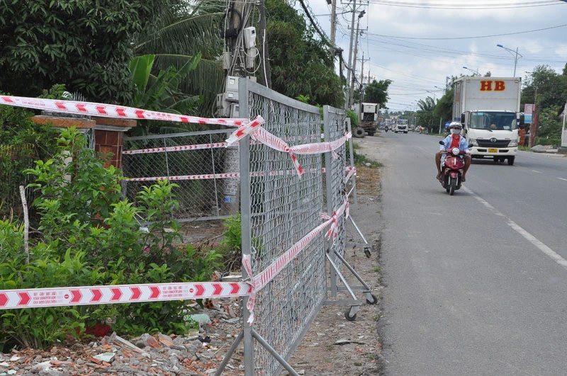 Khu vực phong tỏa nơi ở của các trường hợp nghi nhiễm Covid-19 tại phường 9, thành phố Mỹ Tho (Tiền Giang).