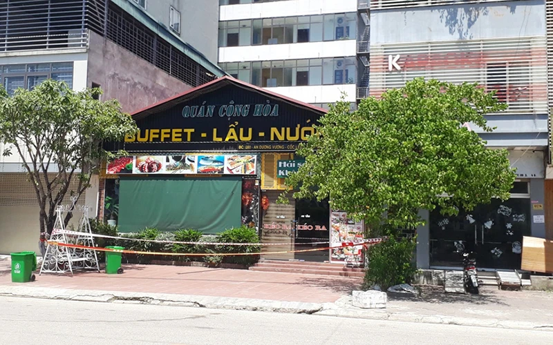 Phong tỏa quán nướng Cộng Hòa, ở đường An Dương Vương, thành phố Lào Cai.
