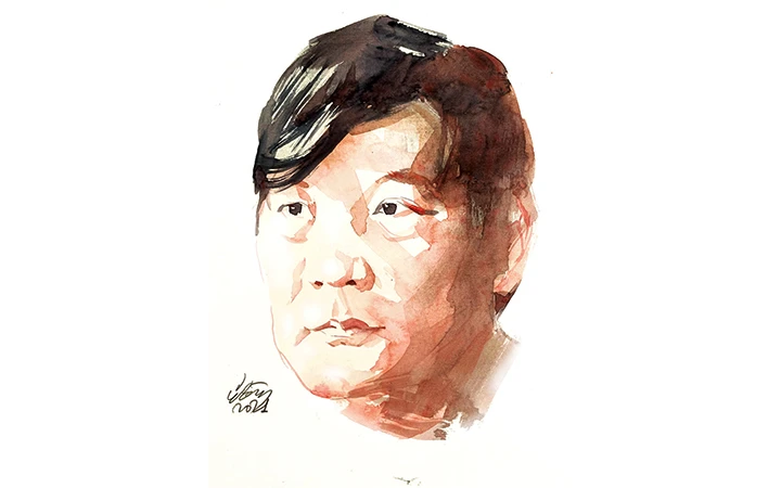 Ký họa chân dung nhà văn Nguyễn Một của họa sĩ Đỗ Hoàng Tường.