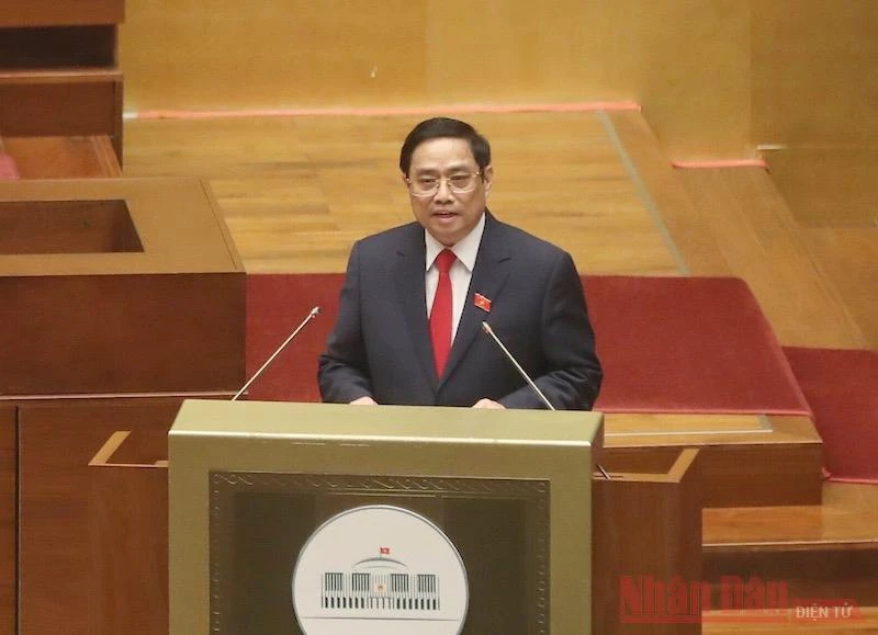 Thủ tướng Chính phủ Phạm Minh Chính phát biểu nhậm chức. Ảnh: DUY LINH