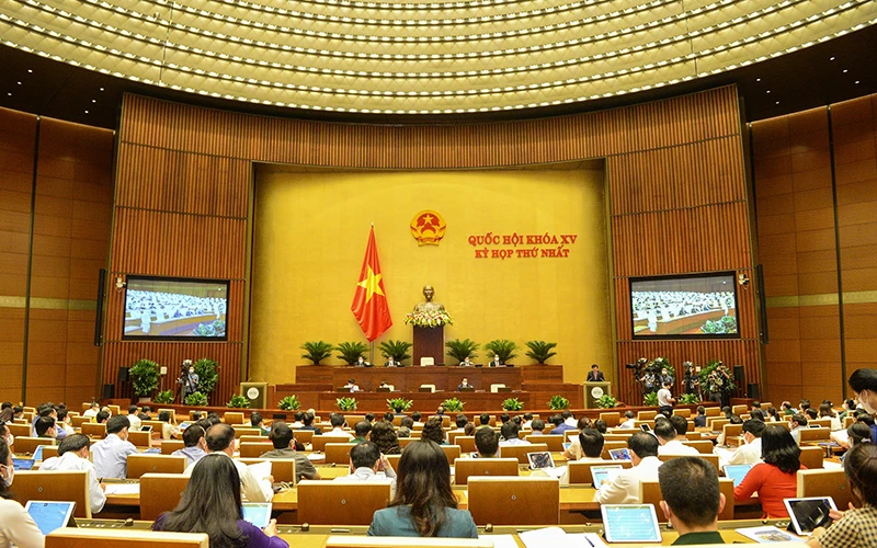 Quang cảnh phiên làm việc toàn thể của Quốc hội ngày 27/7. Ảnh: Duy Linh