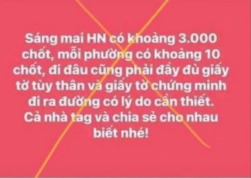 Nội dung sai sự thật trên facebook.