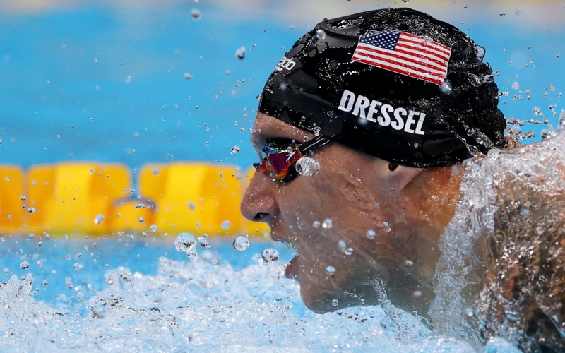 Được đánh giá là “truyền nhân” của huyền thoại Michael Phelps, kình ngư Caeleb Dressel đang hướng tới mục tiêu giành sáu tấm huy chương vàng ở kỳ Olympic này. (Ảnh: Reuters)