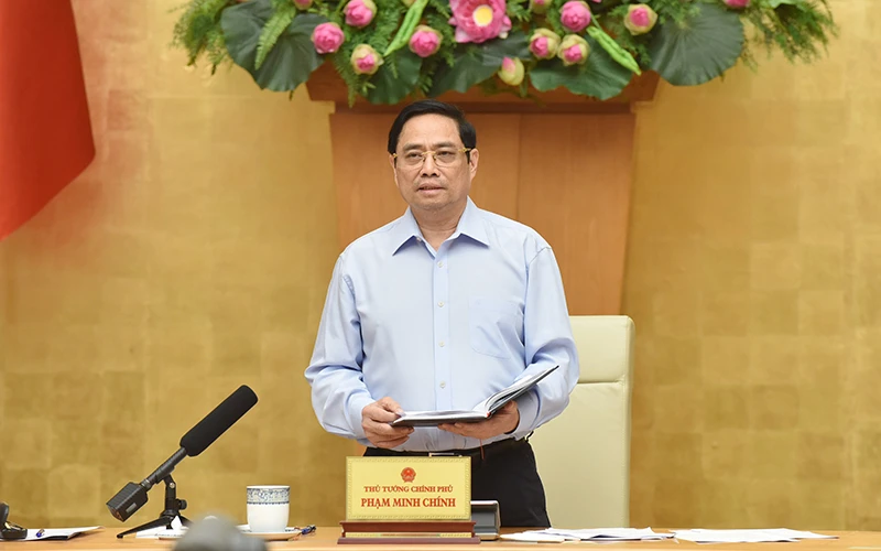Thủ tướng Phạm Minh Chính phát biểu tại hội nghị. Ảnh: TRẦN HẢI