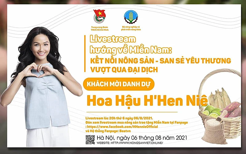 Hoa hậu H’Hen Niê đồng hành cùng chương trình “Kết nối nông sản - San sẻ yêu thương - Chung tay vượt qua đại dịch”.