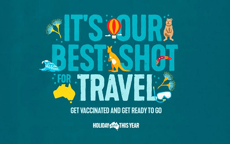 Tờ thông tin trong chiến dịch quảng bá du lịch bằng cách kêu gọi tiêm chủng vaccine ngừa Covid-19 của Hội đồng Du lịch quốc gia Australia (Ảnh: TA)