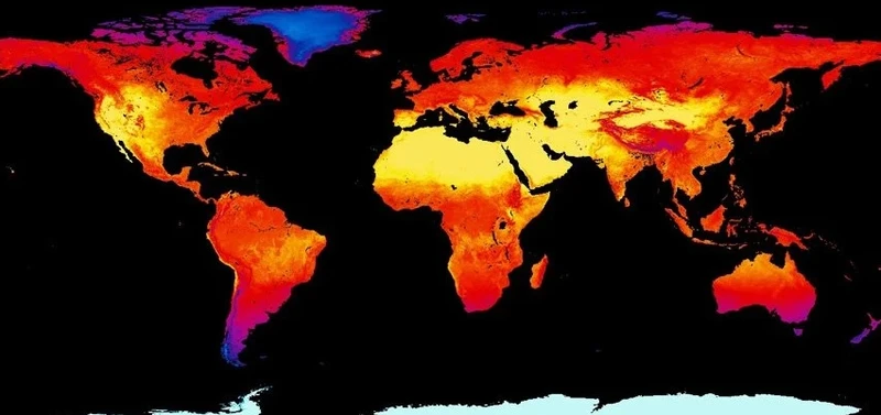 Nhiệt độ bề mặt trái đất nóng kỷ lục trong tháng 7 vừa qua. (Ảnh: NASA).