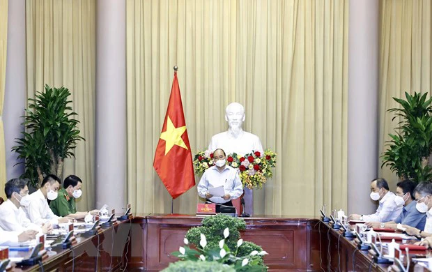 Chủ tịch nước Nguyễn Xuân Phúc phát biểu. (Ảnh: TTXVN)