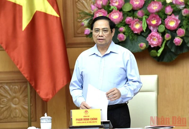 Thủ tướng Chính phủ Phạm Minh Chính phát biểu tại buổi làm việc. (Ảnh: TRẦN HẢI)