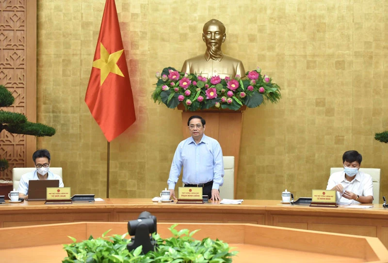 Thủ tướng Chính phủ Phạm Minh Chính phát biểu tại Hội nghị. (Ảnh: TRẦN HẢI)