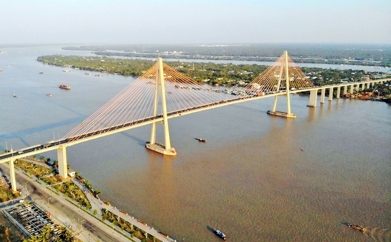 Dự án cầu Rạch Miễu 2 nối tỉnh Tiền Giang và Bến Tre, nằm cách cầu Rạch Miễu hiện hữu khoảng 3,8 km về phía thượng lưu. (Ảnh: VGP)