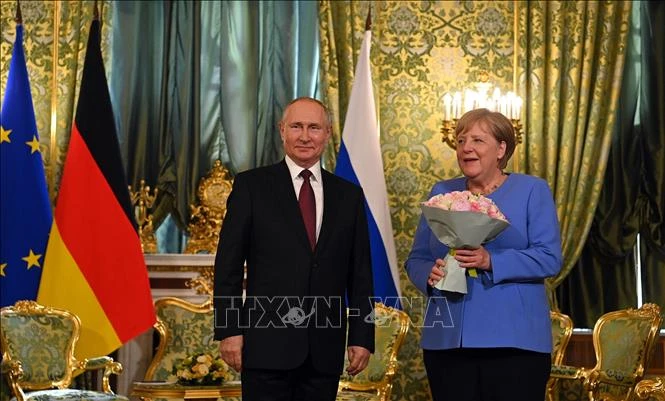 Tổng thống Nga Vladimir Putin và Thủ tướng Đức Angela Merkel tại cuộc gặp ở Moskva ngày 20/8/2021.