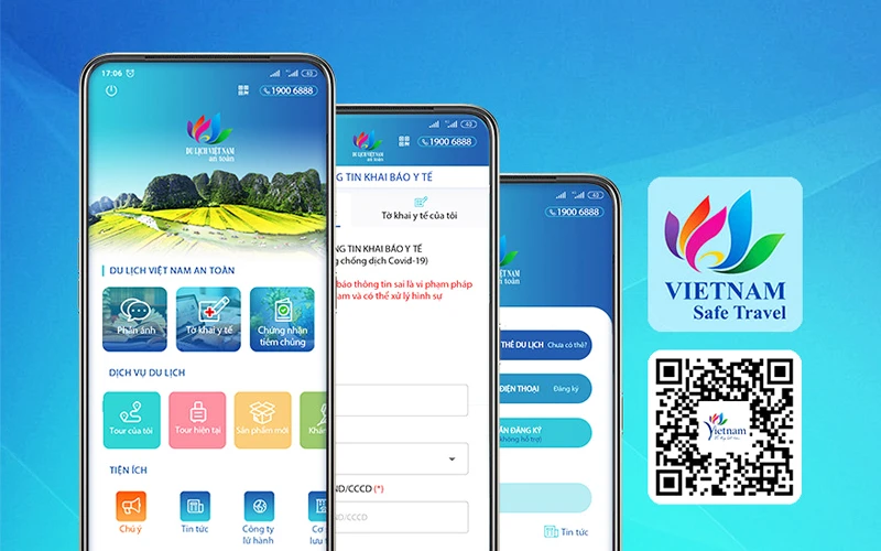 Tính năng "Tờ khai y tế" đã chính thức tích hợp trên ứng dụng Du lịch Việt Nam an toàn (Ảnh: TCDL) 