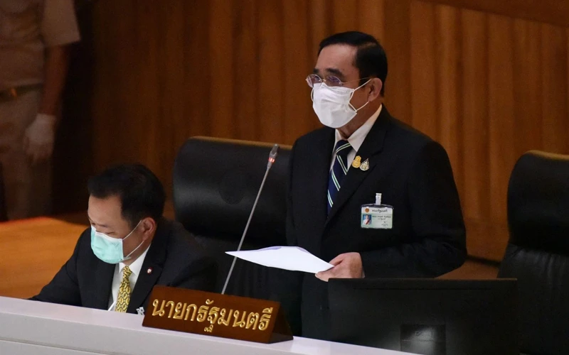 Thủ tướng Thái Lan Prayut Chan-o-cha phát biểu tại quốc hội ngày 2/9. (Ảnh: Quốc hội Thái Lan)