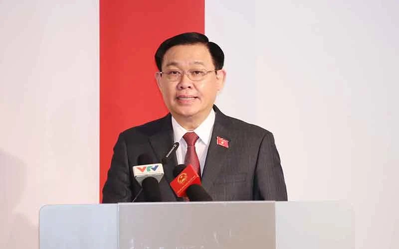 Chủ tịch Quốc hội Vương Đình Huệ phát biểu tại Diễn đàn Doanh nghiệp Việt - Áo. 