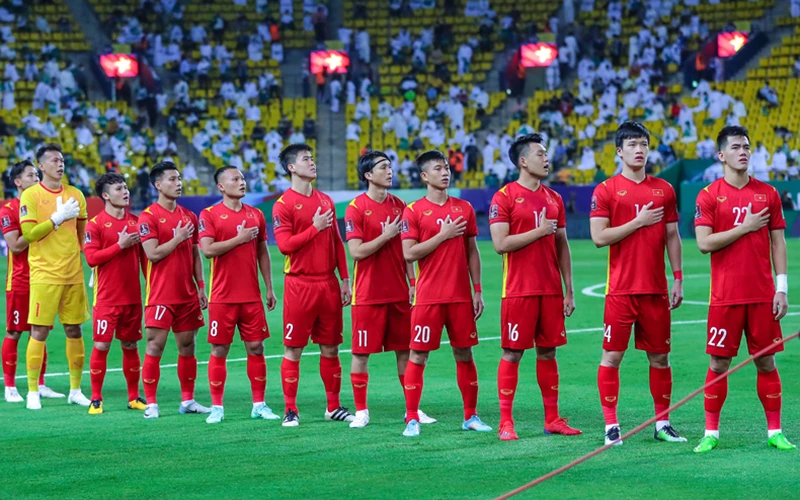 ĐT Việt Nam sẵn sang bước vào trận đấu với Australia với quyết tâm cao nhất. (Ảnh: VFF). 