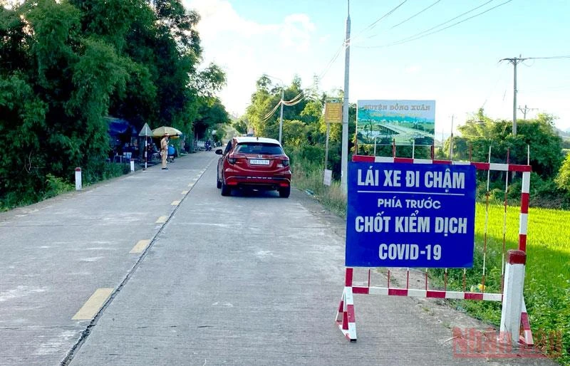 Chốt kiểm dịch Covid-19 tại xã Xuân Sơn Nam, huyện Đồng Xuân, nơi Phạm Quốc Học đã có hành vi chống người thi hành công vụ.
