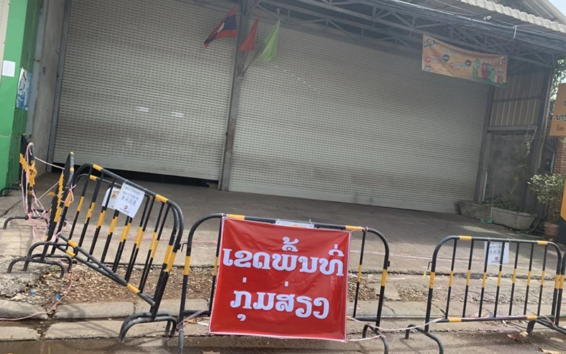 1 khu vực bị phong tỏa nhằm ngăn chặn lây nhiễm cộng đồng tại Thủ đô Vientiane, Lào.