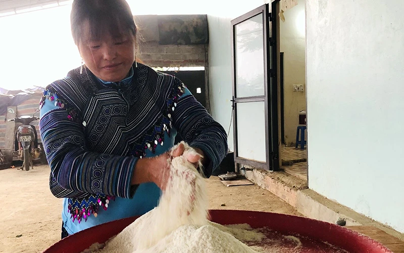 Chị Tráng Thị P’Lá, người có gần 20 năm nấu mèn mén bán ở chợ phiên Cán Cấu, huyện Si Ma Cai.