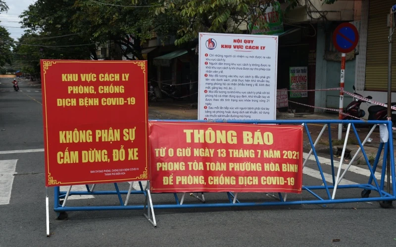 Chốt kiểm soát phong tỏa ở phường Hòa Bình, TP Biên Hòa (Đồng Nai) sẽ được gỡ bỏ vào lúc 0 giờ ngày 21/9.