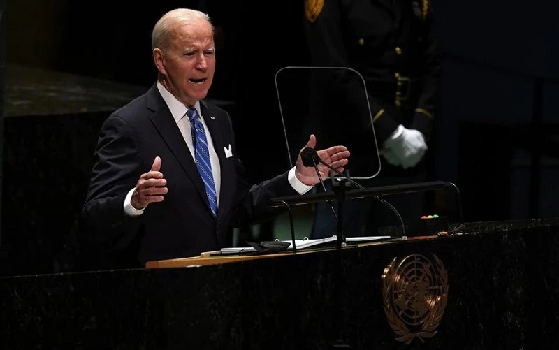 Tổng thống Mỹ Joe Biden phát biểu tại phiên họp chung cấp cao của Đại hội đồng Liên hợp quốc khoá 76 ở New York, ngày 21/9/2021. (Ảnh: Reuters)
