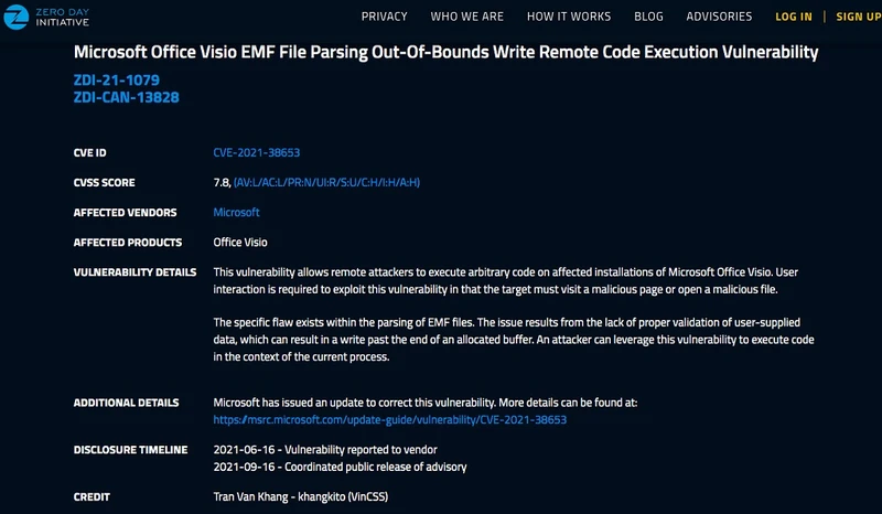Thông tin từ website Microsoft về các lỗ hổng bảo mật do chuyên gia Trần Văn Khang phát hiện.