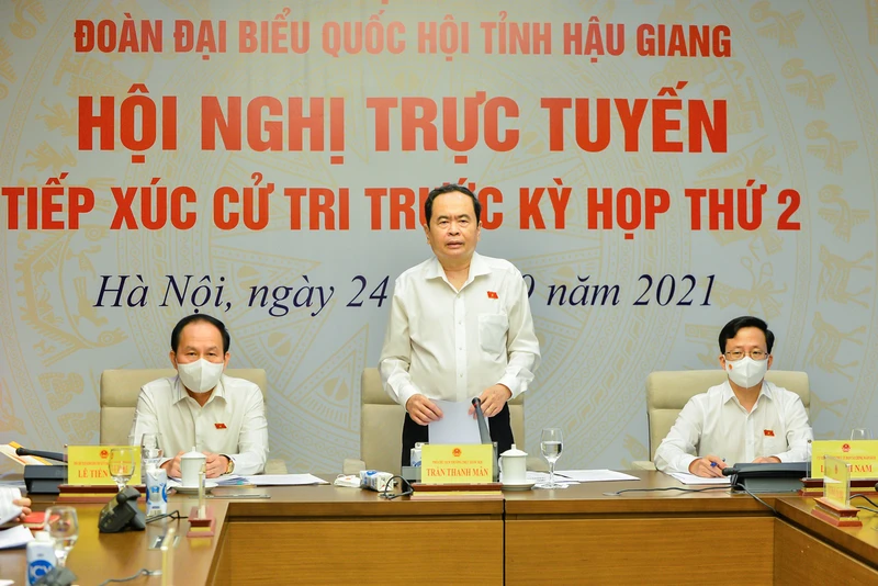 Đồng chí Trần Thanh Mẫn phát biểu tại hội nghị. (Ảnh: quochoi.vn)