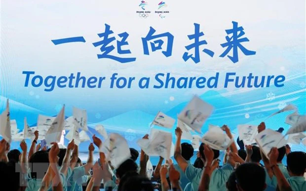 Khẩu hiệu của Olympic mùa đông Bắc Kinh là "Cùng nhau vì một tương lai chung". (Ảnh: THX/TTXVN)