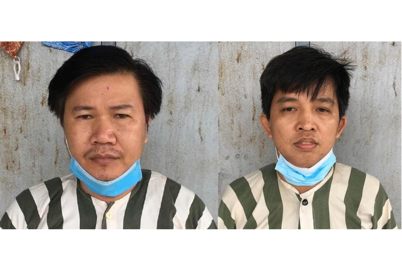 Bị can Nguyễn Văn Thừa (trái) và Huỳnh Phương Thảo tại cơ quan chức năng. (Ảnh: Công an quận Bình Tân cung cấp)
