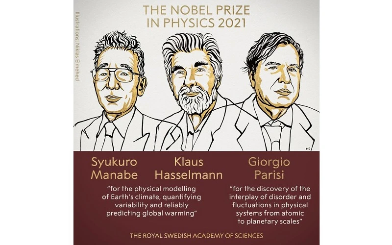 Chân dung 3 nhà khoa học đạt giải Nobel Vật lý năm 2021. (Nguồn: nobelprize)