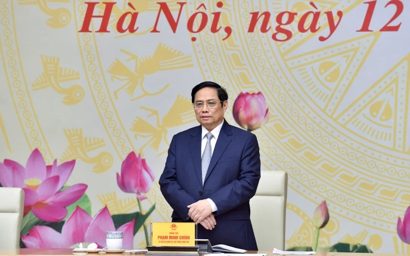 Thủ tướng Phạm Minh Chính phát biểu ý kiến tại buổi gặp mặt.