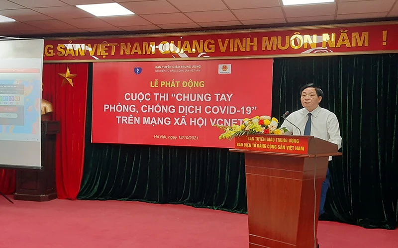 Đồng chí Trần Doãn Tiến, Tổng Biên tập Báo điện tử Đảng Cộng sản Việt Nam, Trưởng Ban Tổ chức phát biểu tại Lễ phát động cuộc thi.