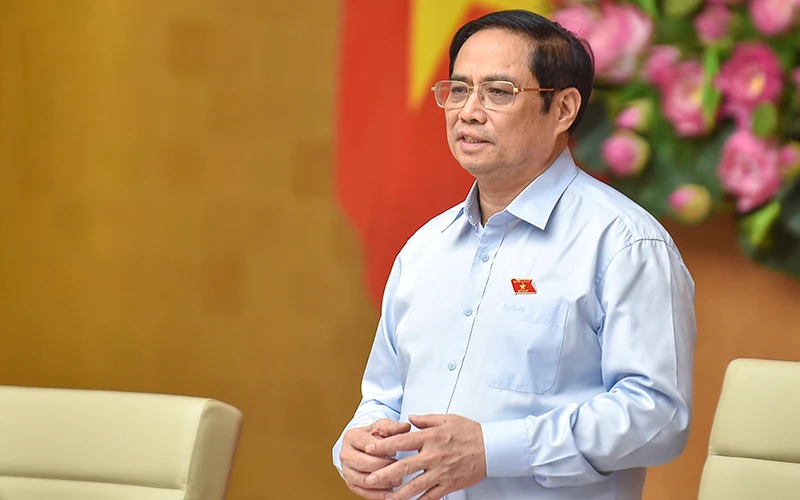 Thủ tướng Phạm Minh Chính phát biểu tại buổi tiếp xúc cử tri.