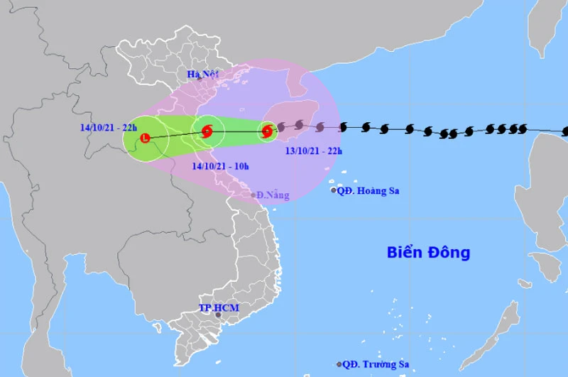 Vị trí và hướng di chuyển của bão số 8. (Nguồn: nchmf.gov.vn)