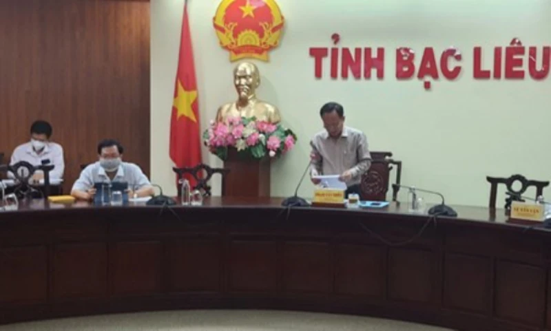 Chủ tịch UBND tỉnh Bạc Liêu phát biểu tại cuộc họp trực tuyến với Bộ Kế hoạch - Đầu tư.