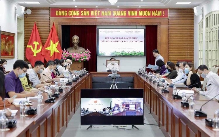 Cuộc họp trực tuyến về LHP Việt Nam lần thứ XXII. (Ảnh: Cục Điện ảnh)