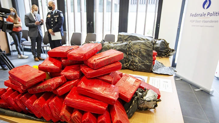 Một lô ma túy bị cảnh sát Bỉ thu giữ tại cảng Antwerp. Ảnh: IRISH TIMES